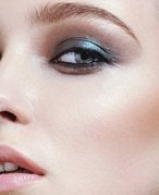 person wearing metallic eyeshadow