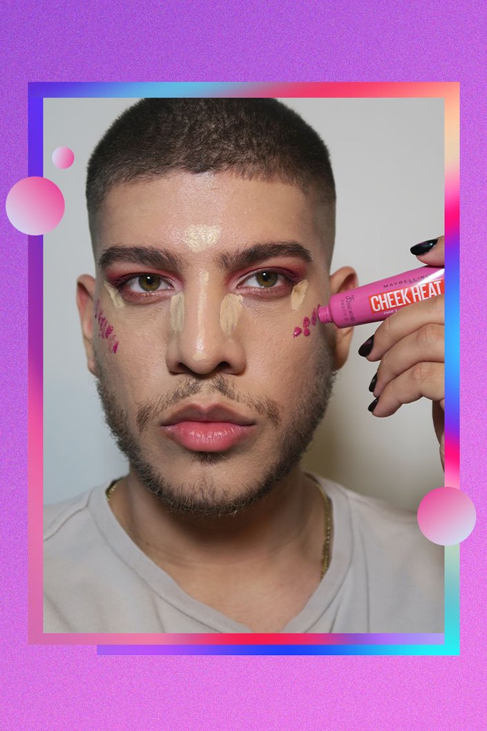 person applying Maybelline New York Cheek Heat to cheekbone