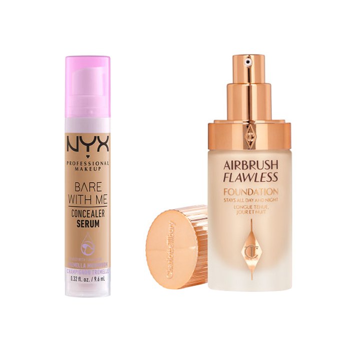 NYX Professional Makeup Bare With Me Concealer Serum and Charlotte Tilbury Airbrush Flawless Foundation