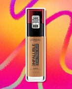 image of L’Oreal Paris Infallible 24HR Fresh Wear Foundation on rainbow background
