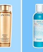 two toner bottles on a blue background